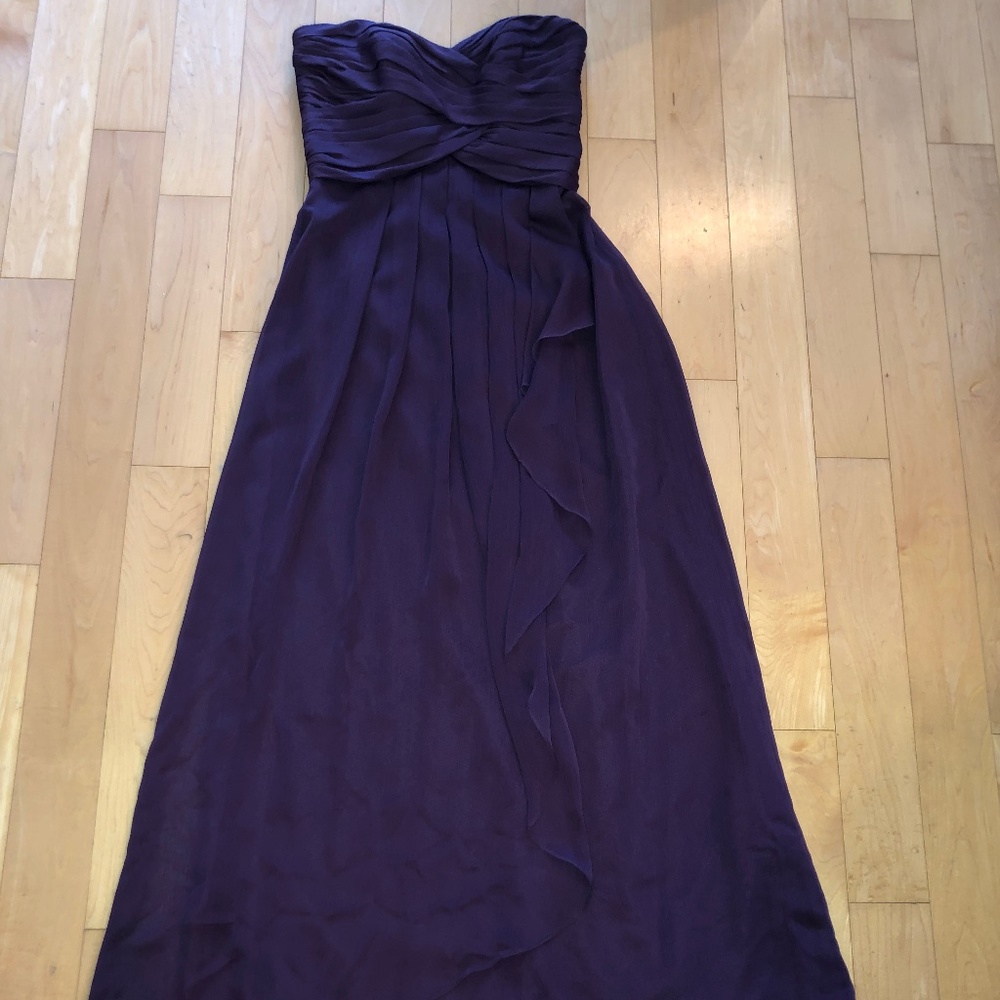 Strapless Crinkle Chiffon Dress with Cascade Skirt